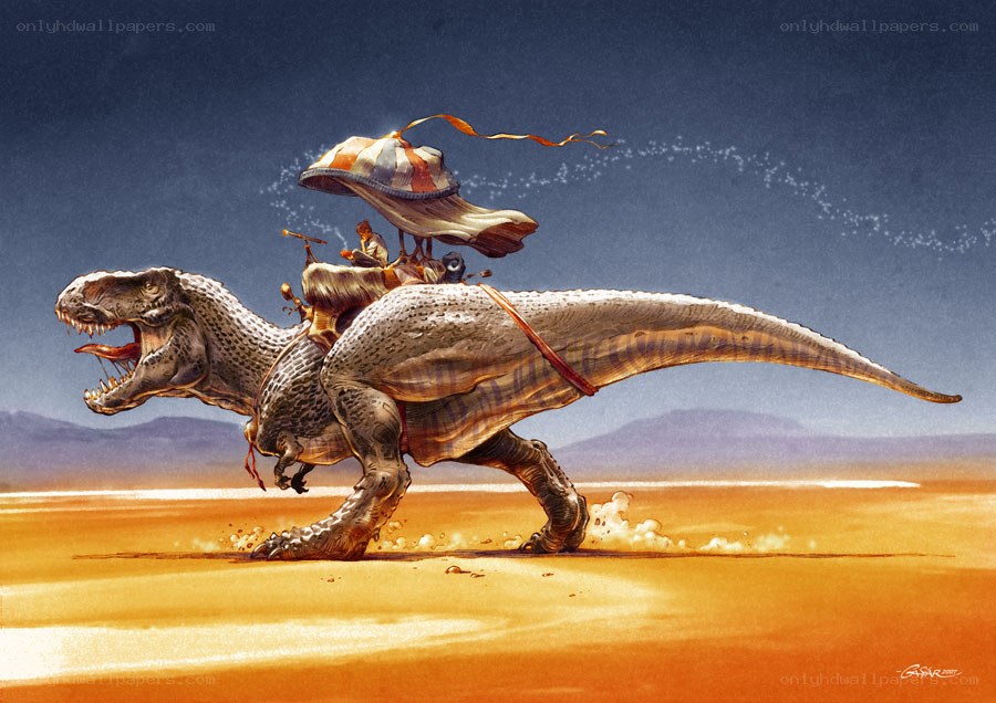 T-Rex rider in desert