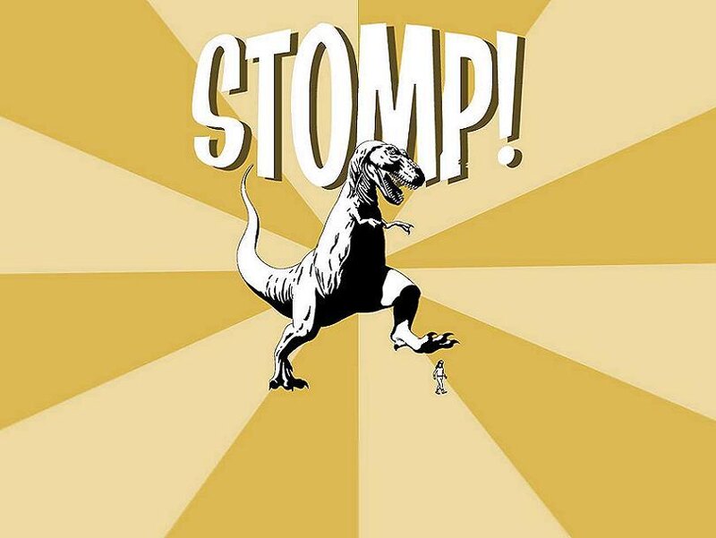 T-Rex stomping on a person