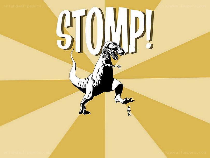 T-Rex stomping on a person