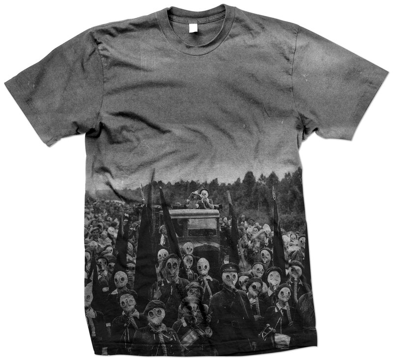 T-shirt with gas mask crowd