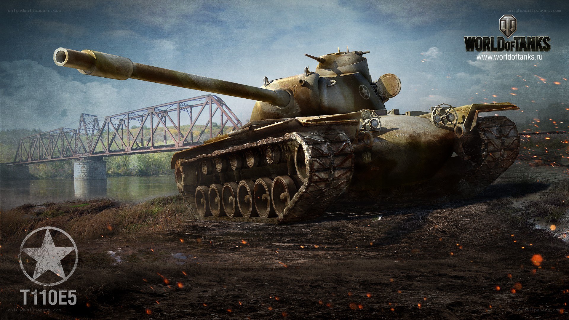 T110E5 tank at river