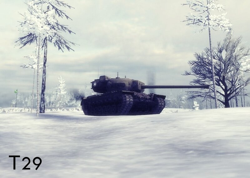 T29 tank in snowy landscape