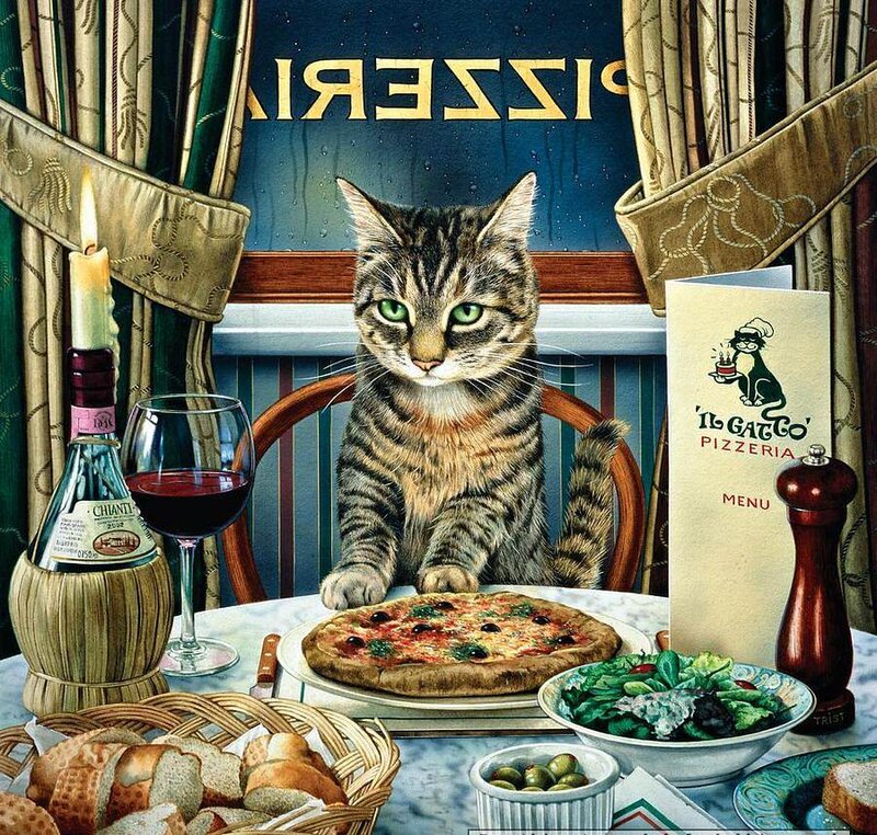 Tabby Cat at Table