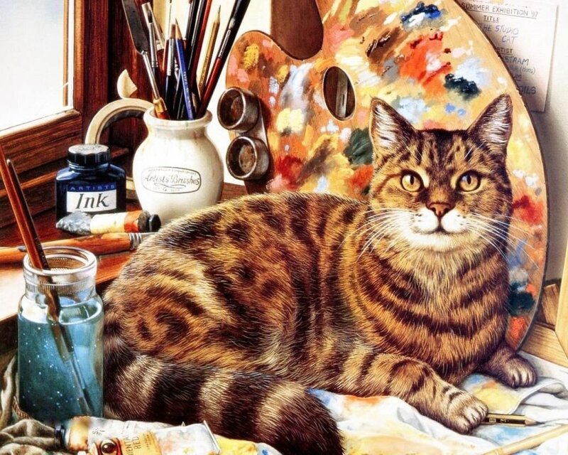 Tabby Cat on Easel