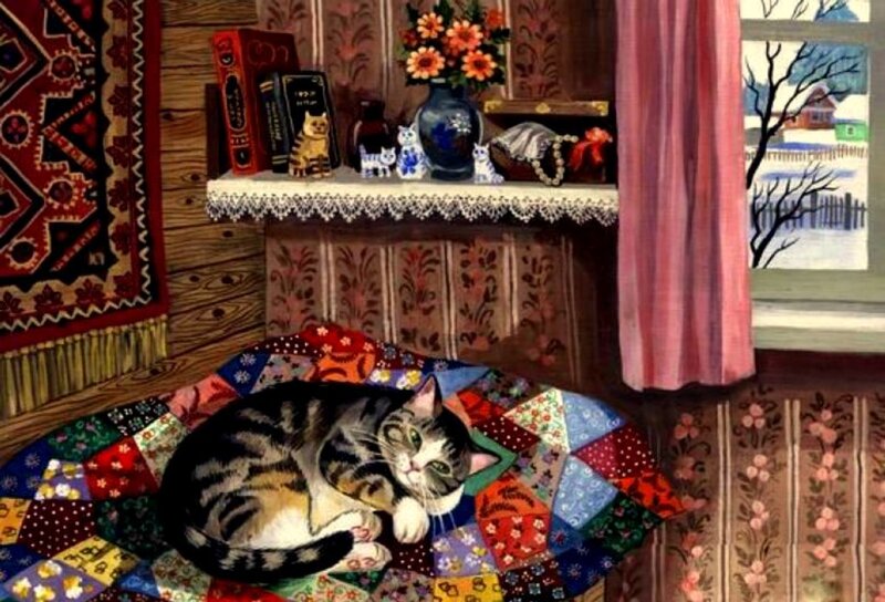 Tabby Cat on Quilt