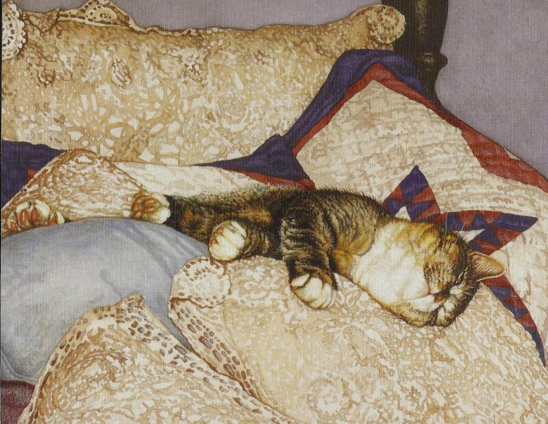 Tabby Cat Sleeping — Brown, Peaceful, Painting