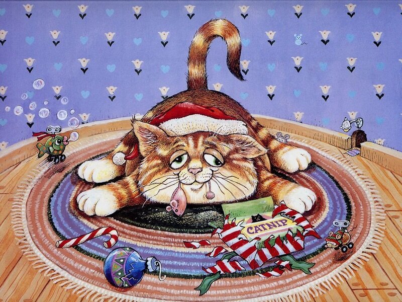 Tabby Cat Wearing Hat — Purple