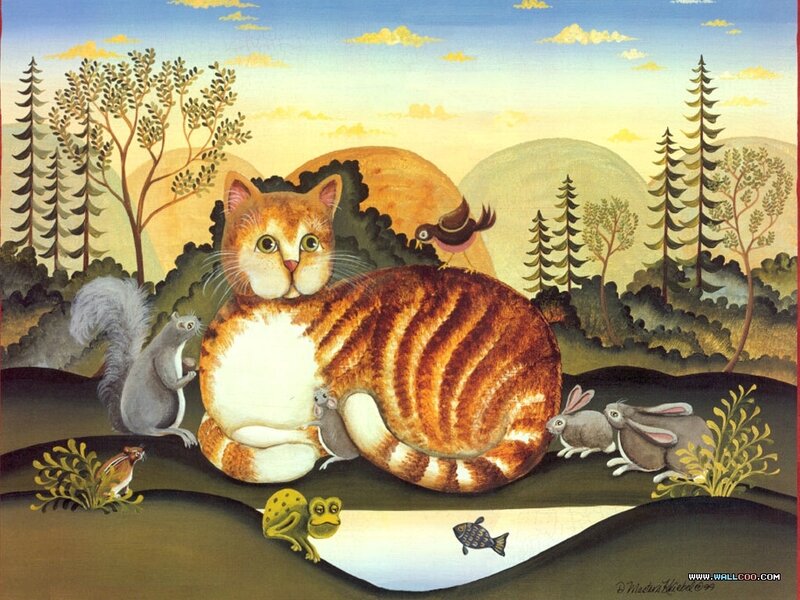 Tabby Cat with Animals