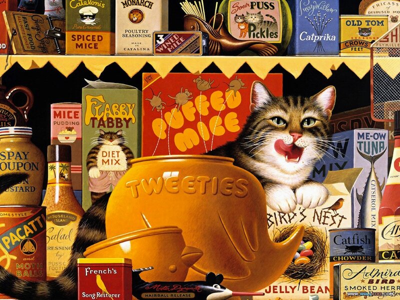 Tabby Cat with Food