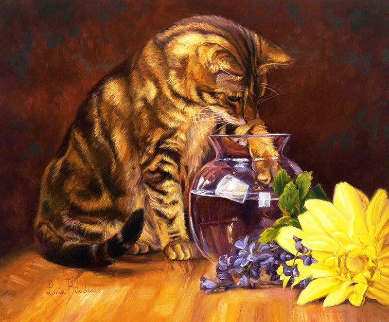 Tabby Cat with Vase