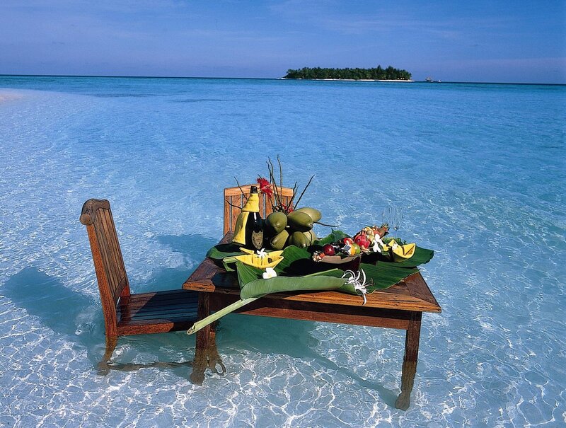 Table and Chairs in Water — Blue, Serene