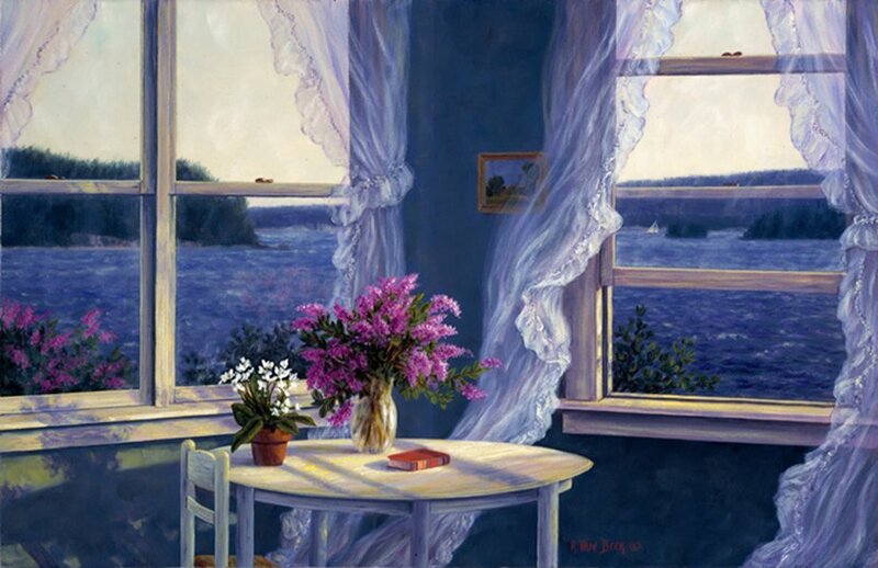 Table by Window with Flowers