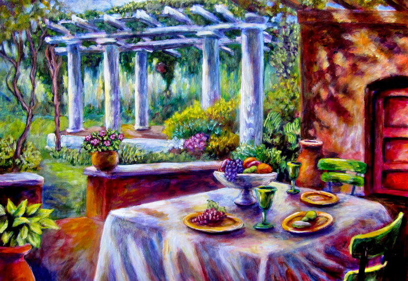 Table in Garden Courtyard — Green