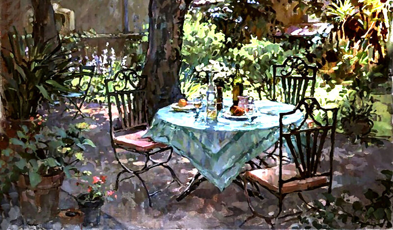 Table in Garden Setting