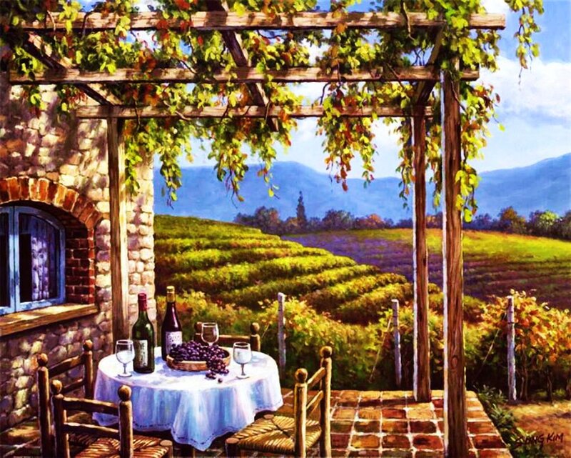 Table in Vineyard — Green