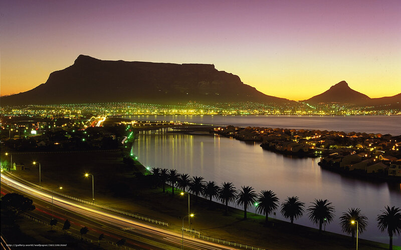 Table Mountain at Dusk — Purple, Serene, Sunset, Photograph