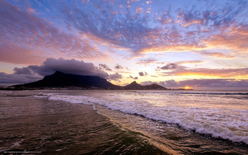 Table Mountain at Sunset — Blue