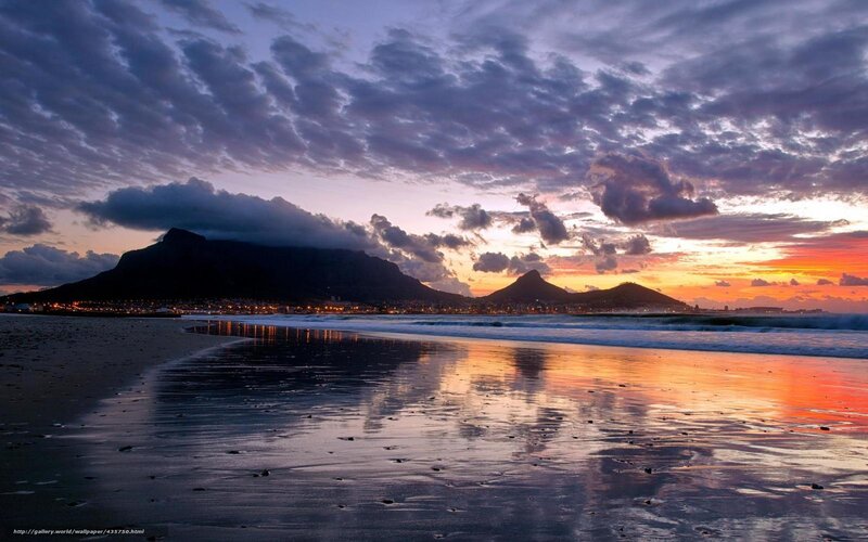 Table Mountain at Sunset — Orange, Dramatic, Photograph