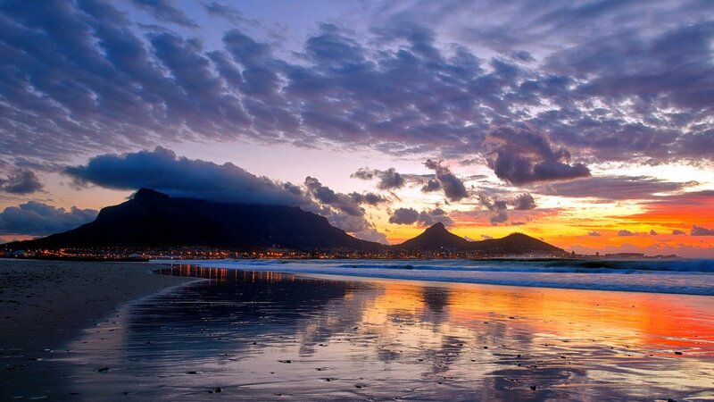 Table Mountain at Sunset — Orange, Dramatic