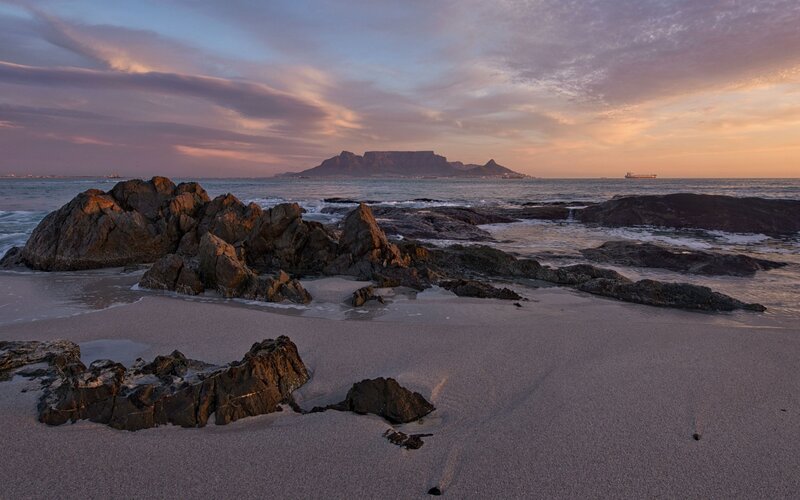 Table Mountain at Sunset — Purple, Serene, Photograph