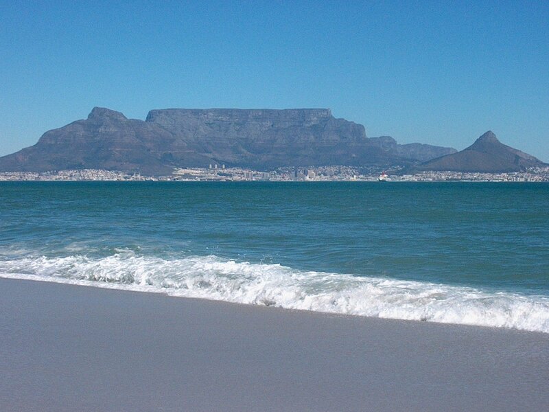 Table Mountain from Beach — Blue, Serene