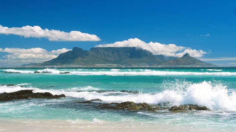 Table Mountain View — Blue, Serene, Afternoon, Photograph, Ocean, Beach, Clouds