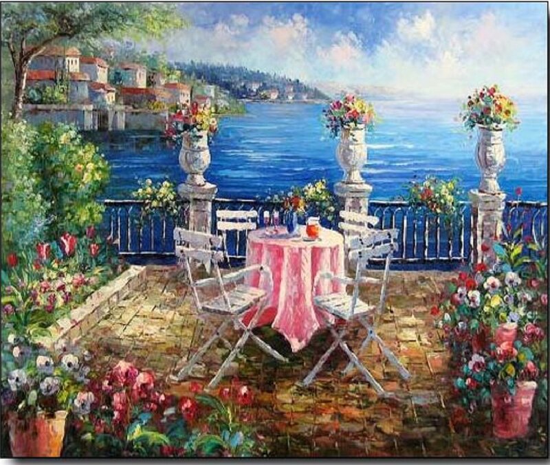 Table on a Balcony — Blue, Serene