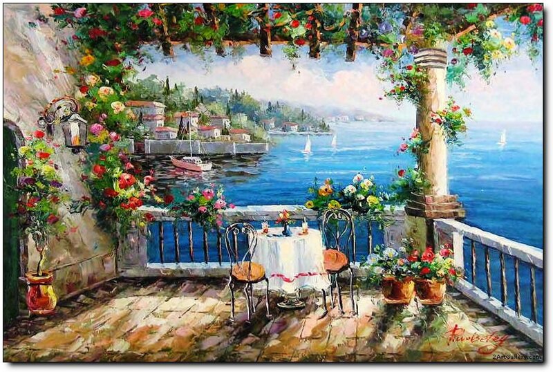 Table on a Balcony — Blue