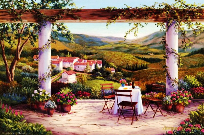 Table on a Patio — Green