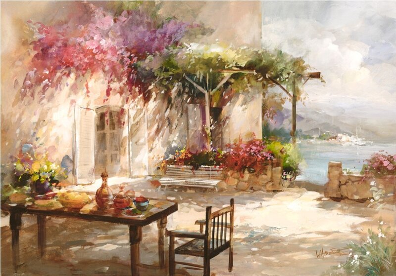 Table on a Patio — Purple