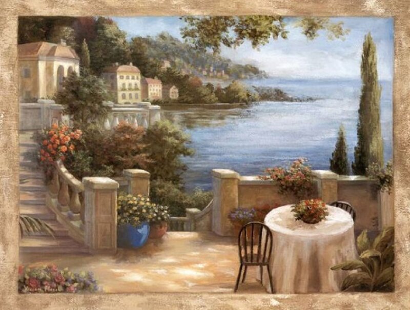 Table on a Terrace — Blue, Serene