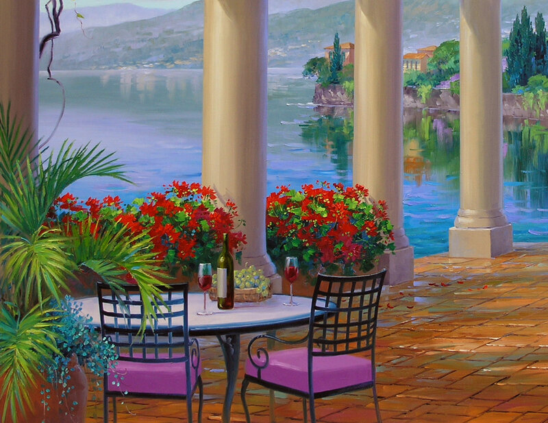 Table on a Terrace — Red, Serene