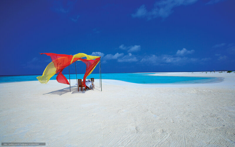 Table on Beach — Blue, Serene