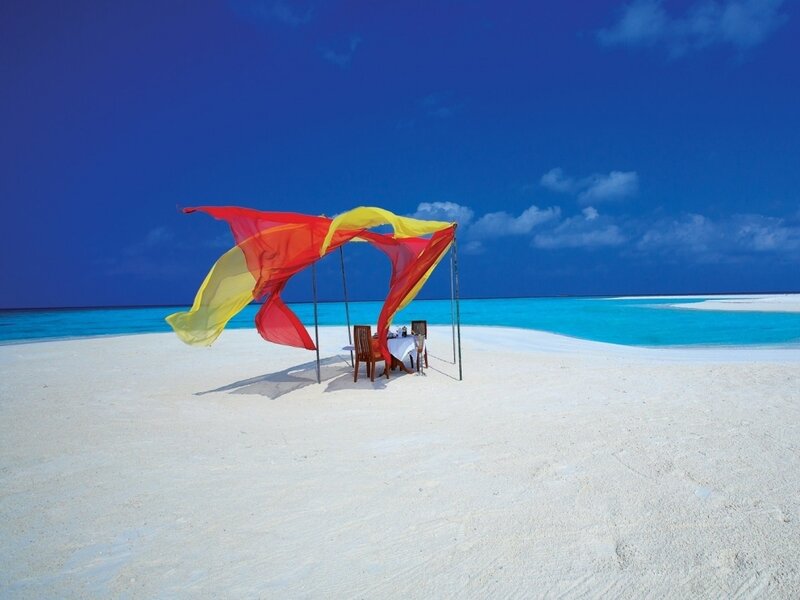 Table on Beach — Blue