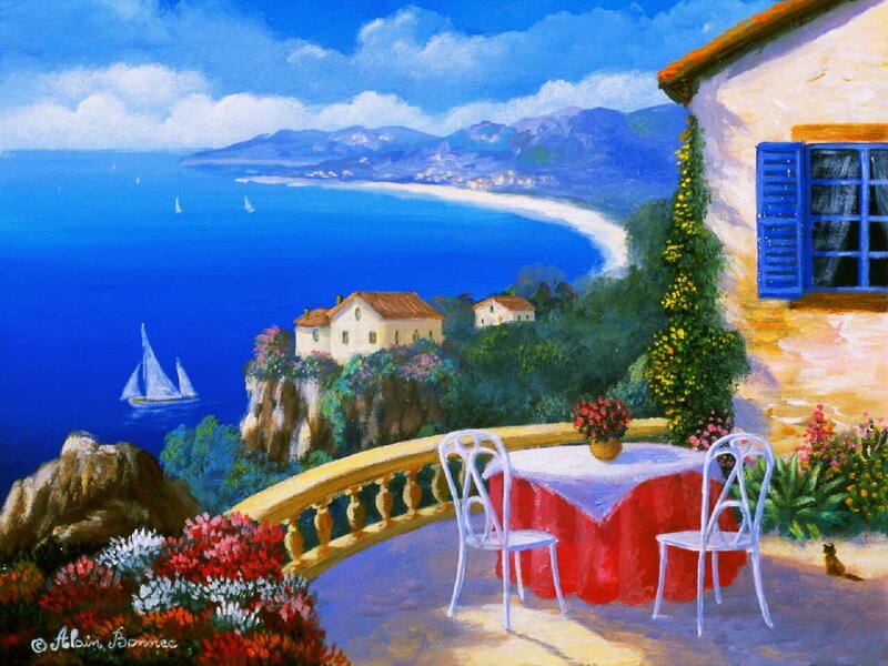 Table on Coastal Terrace — Blue