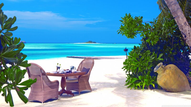 Table on Tropical Beach — Blue