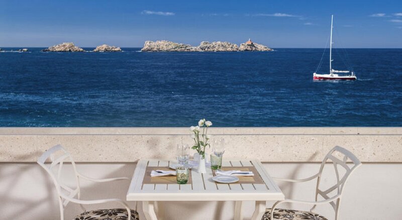 Table Set on Balcony — Blue
