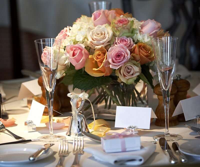 Table Setting with Flowers — Pink