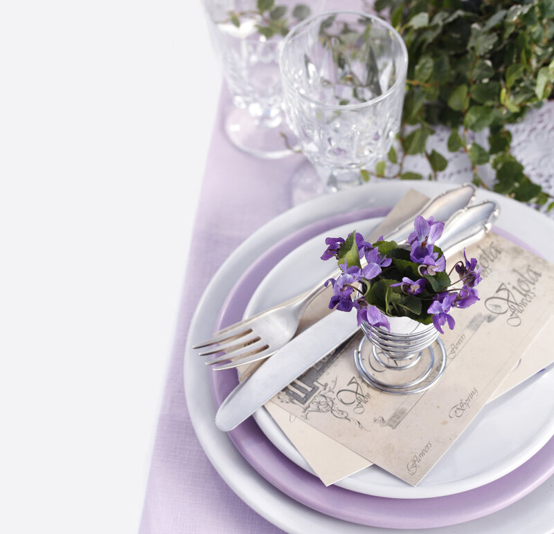 Table Setting with Flowers — Purple