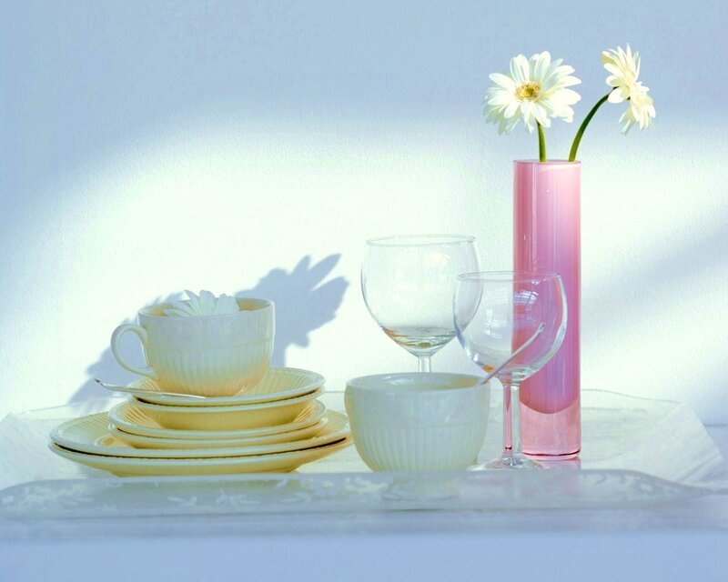 table setting with flowers