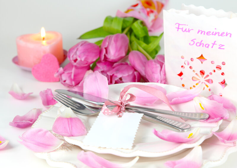 Table Setting with Tulips — Pink