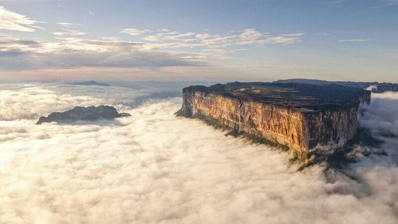 Table-top Mountain Above Clouds — White