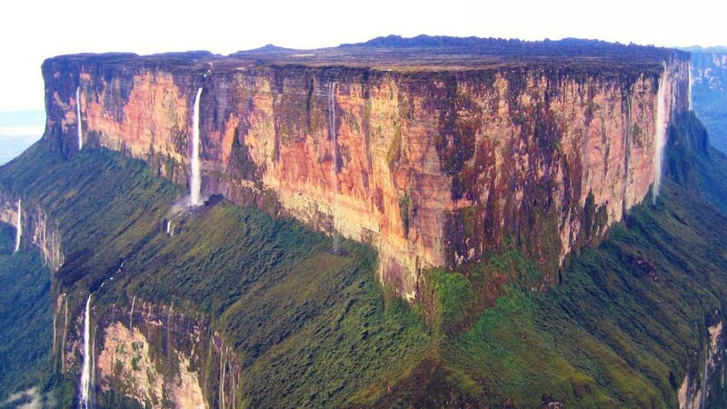 Table-top Mountain with Waterfalls — Green, Dramatic, Afternoon