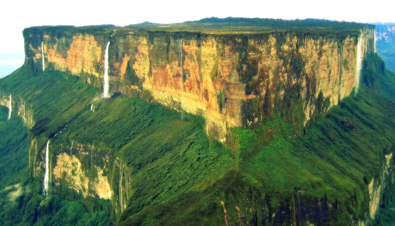 Table-top Mountain with Waterfalls — Green, Dramatic