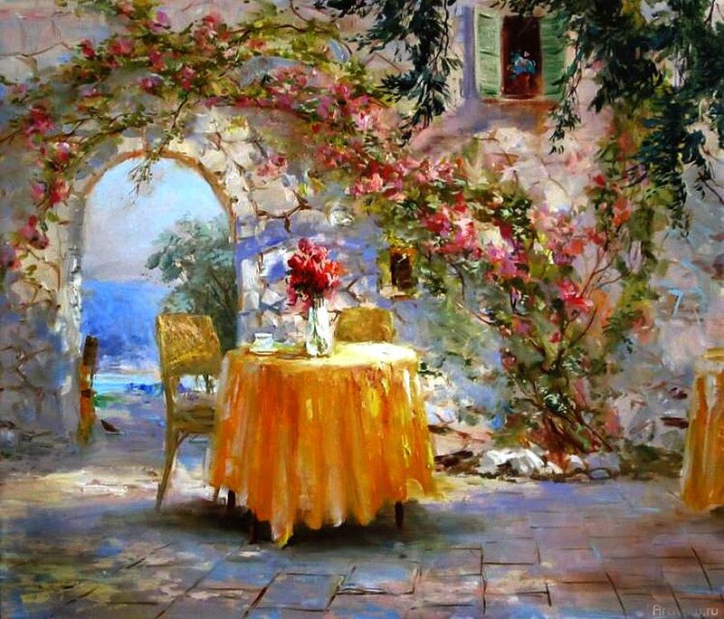 Table under Flowering Arch