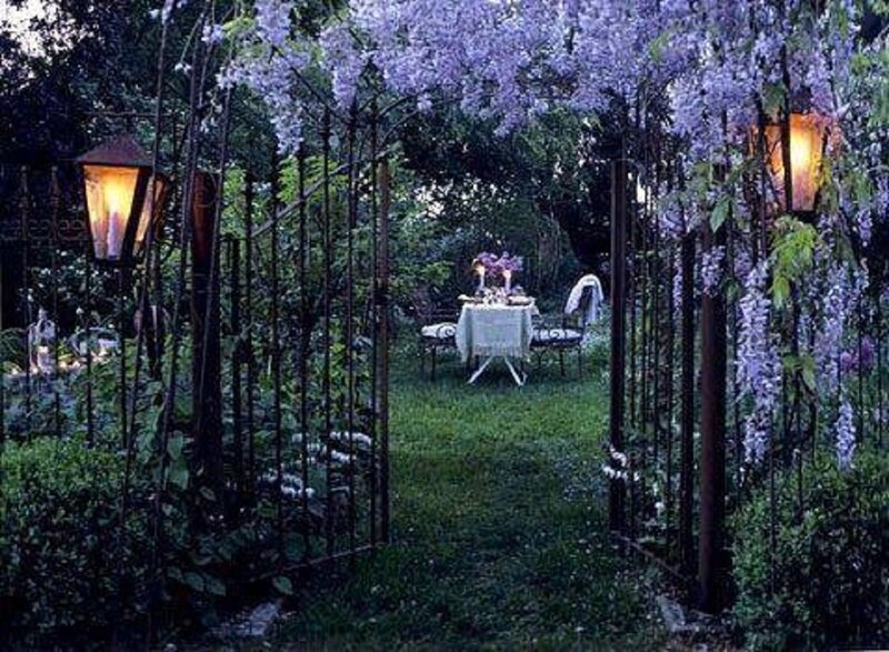 Table under Wisteria Arbor