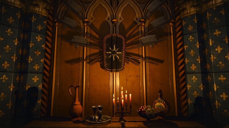 Table with Candles and Weapons