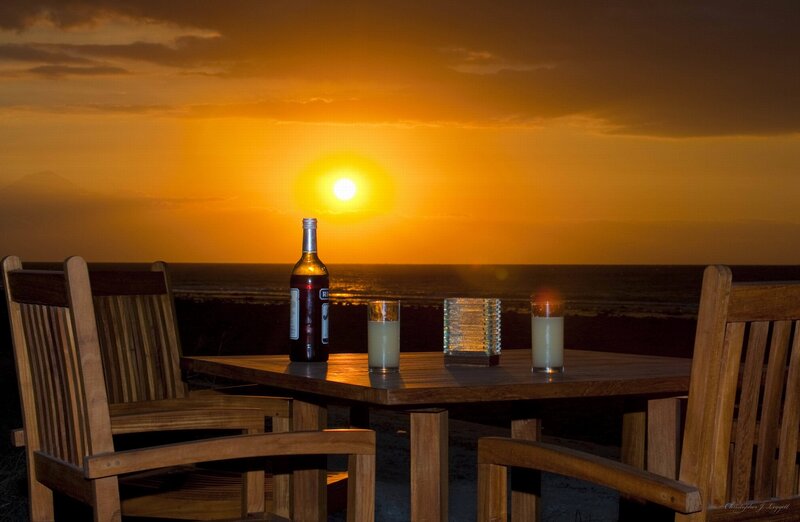 Table with Drinks at Sunset