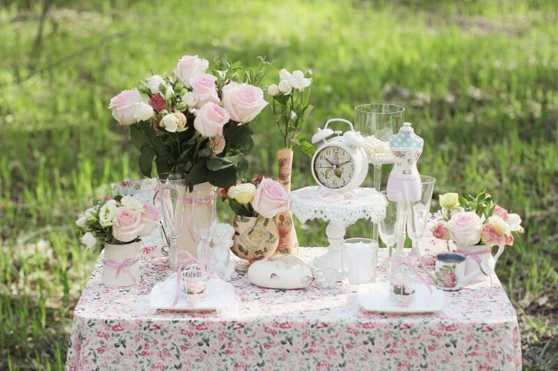 Table with Flowers and Clock
