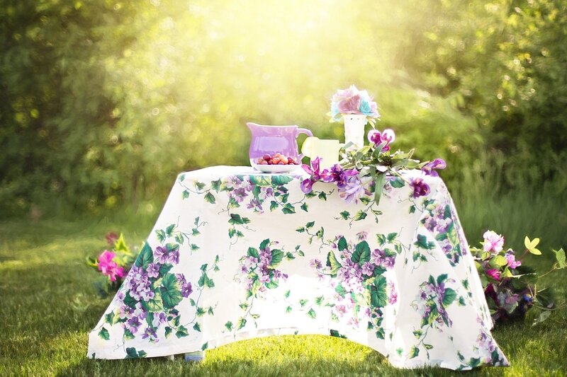 Table with Flowers and Pitcher